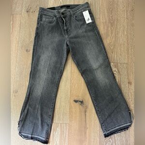 J BRAND Size 31 Selena Mid-rise Crop Boot Jeans Split Raw Hem in Shady Stretch